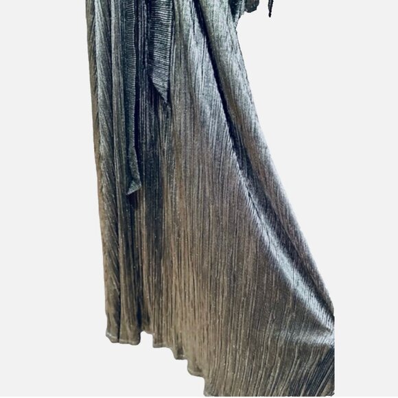 NWT Soft Surroundings Maxi Annabelle Pleated Dress Silver Petite Med (10-12) - Picture 9 of 12